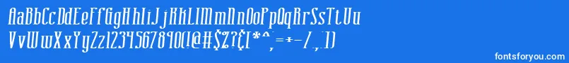 combusti-Schriftart – Weiße Schriften auf blauem Hintergrund