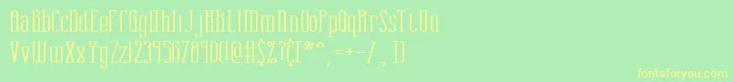 フォントcombustw – 黄色の文字が緑の背景にあります