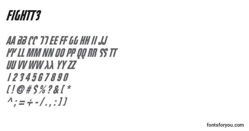 Czcionka Fightt3 – alfabet, cyfry, specjalne znaki