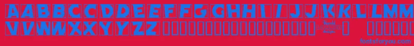フォントCOMEP    – 赤い背景に青い文字