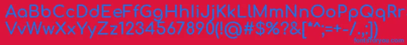 Comfortaa Bold-Schriftart – Blaue Schriften auf rotem Hintergrund