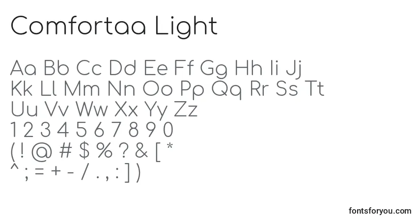 Czcionka Comfortaa Light – alfabet, cyfry, specjalne znaki