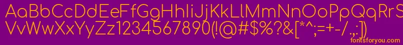Comfortaa Light Font – Orange Fonts on Purple Background