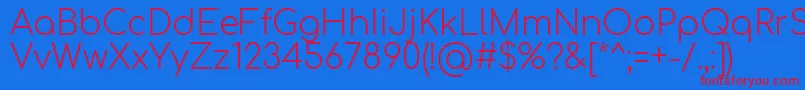 Comfortaa Light Font – Red Fonts on Blue Background
