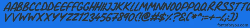Czcionka Comic Marker Deluxe Italic – czarne czcionki na niebieskim tle