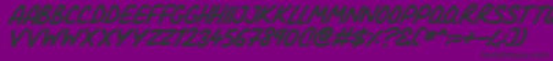 Шрифт Comic Marker Deluxe Italic – чёрные шрифты на фиолетовом фоне
