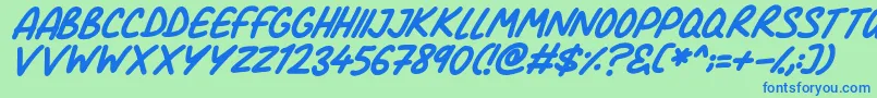 Comic Marker Deluxe Italic Font – Blue Fonts on Green Background