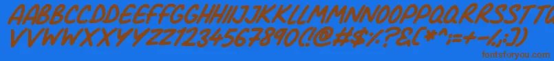 Comic Marker Deluxe Italic Font – Brown Fonts on Blue Background