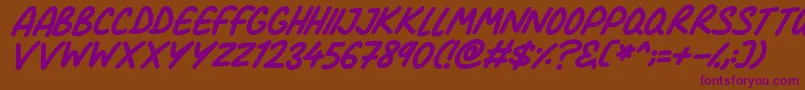 Comic Marker Deluxe Italic Font – Purple Fonts on Brown Background