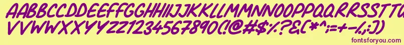 Comic Marker Deluxe Italic Font – Purple Fonts on Yellow Background