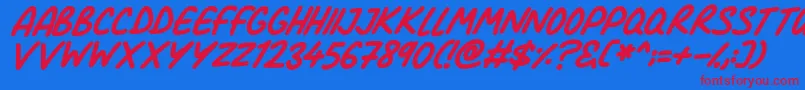 Comic Marker Deluxe Italic-Schriftart – Rote Schriften auf blauem Hintergrund