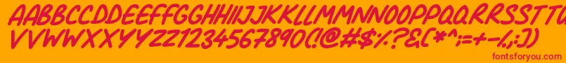 Comic Marker Deluxe Italic Font – Red Fonts on Orange Background