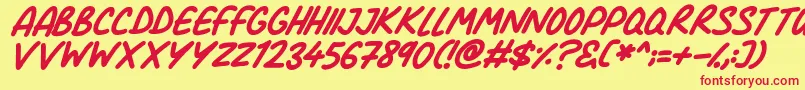 Comic Marker Deluxe Italic Font – Red Fonts on Yellow Background