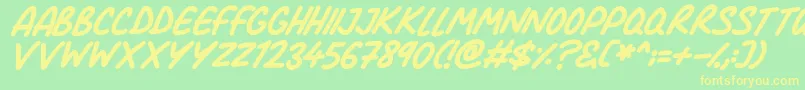 Comic Marker Deluxe Italic Font – Yellow Fonts on Green Background