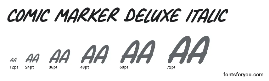Tamanhos de fonte Comic Marker Deluxe Italic