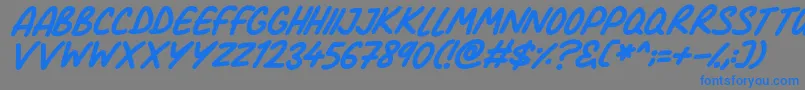 Czcionka Comic Marker Deluxe Italic – niebieskie czcionki na szarym tle