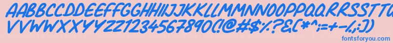 Czcionka Comic Marker Deluxe Italic – niebieskie czcionki na różowym tle