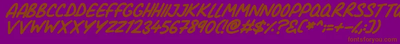 Comic Marker Deluxe Italic Font – Brown Fonts on Purple Background