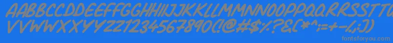 Comic Marker Deluxe Italic-Schriftart – Graue Schriften auf blauem Hintergrund