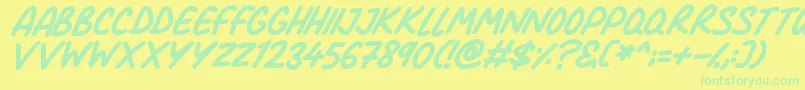 Comic Marker Deluxe Italic Font – Green Fonts on Yellow Background