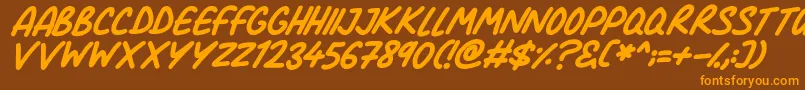 Comic Marker Deluxe Italic Font – Orange Fonts on Brown Background