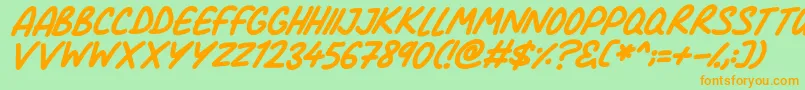 Comic Marker Deluxe Italic Font – Orange Fonts on Green Background