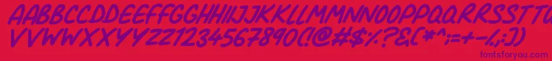 Fonte Comic Marker Deluxe Italic – fontes roxas em um fundo vermelho