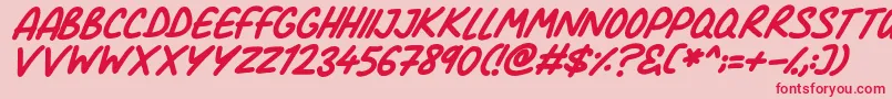 Czcionka Comic Marker Deluxe Italic – czerwone czcionki na różowym tle