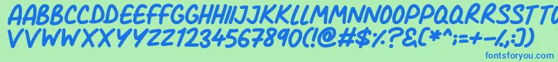 Comic Marker Deluxe Font – Blue Fonts on Green Background