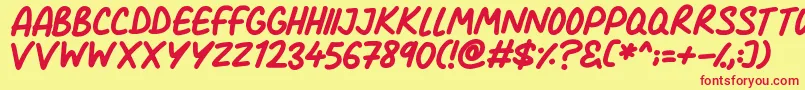 Fonte Comic Marker Deluxe – fontes vermelhas em um fundo amarelo