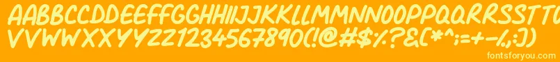 Comic Marker Deluxe-fontti – keltaiset fontit oranssilla taustalla