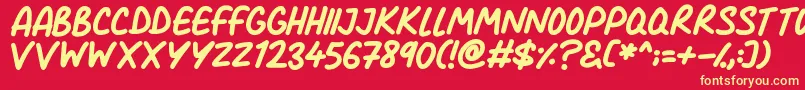 フォントComic Marker Deluxe – 黄色の文字、赤い背景