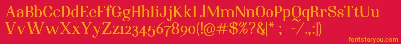 NightstillcomesBoldFinalSample-Schriftart – Orangefarbene Schriften auf rotem Hintergrund
