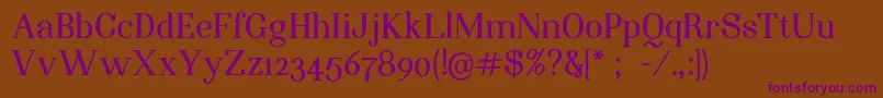 NightstillcomesBoldFinalSample-Schriftart – Violette Schriften auf braunem Hintergrund