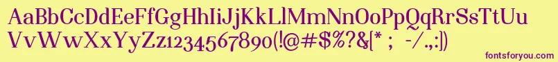 NightstillcomesBoldFinalSample-Schriftart – Violette Schriften auf gelbem Hintergrund