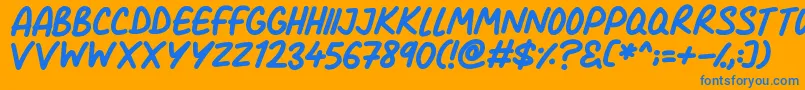 Comic Marker Deluxe Font – Blue Fonts on Orange Background