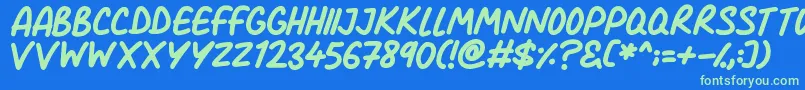 Comic Marker Deluxe Font – Green Fonts on Blue Background