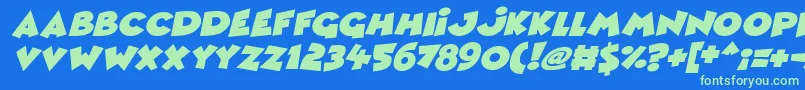 Comic Queens Italic-fontti – vihreät fontit sinisellä taustalla