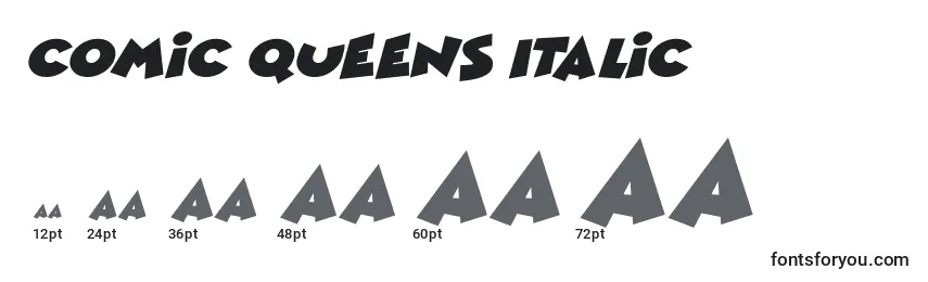Größen der Schriftart Comic Queens Italic