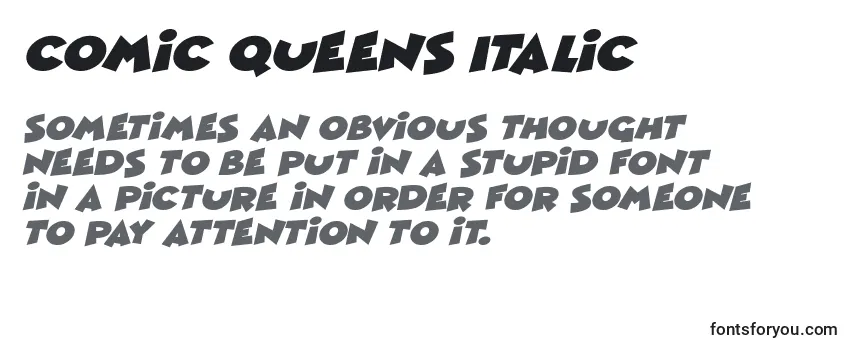 Revisão da fonte Comic Queens Italic
