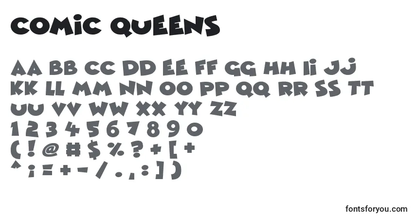 Schriftart Comic Queens – Alphabet, Zahlen, spezielle Symbole