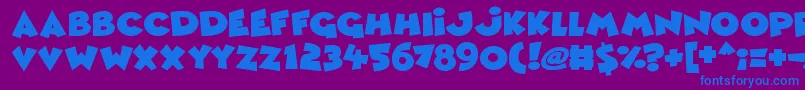 フォントComic Queens – 紫色の背景に青い文字