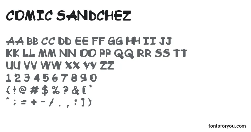 Schriftart Comic Sandchez – Alphabet, Zahlen, spezielle Symbole