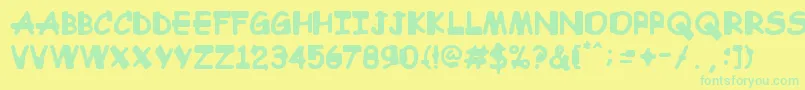 Comic Sandchez Font – Green Fonts on Yellow Background
