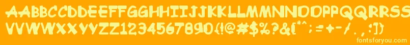 フォントComic Sandchez – オレンジの背景に黄色の文字