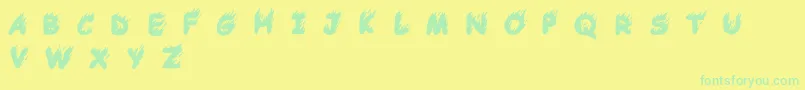 Comic Tragedy Base   BC Font – Green Fonts on Yellow Background