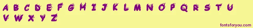 Comic Tragedy Base   BC Font – Purple Fonts on Yellow Background