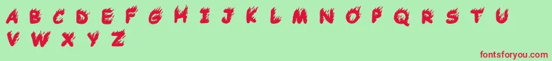 Comic Tragedy Base   BC Font – Red Fonts on Green Background