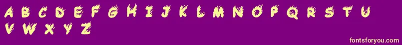 Fonte Comic Tragedy Base   BC – fontes amarelas em um fundo roxo