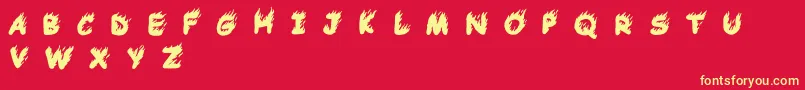 Comic Tragedy Base   BC Font – Yellow Fonts on Red Background